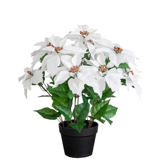 Nearly Natural 22" Artificial Potted Poinsettia Plant